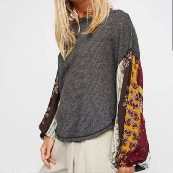 Free People Blossom Thermal Patchwork Top- Size XS - Picture 1 of 13